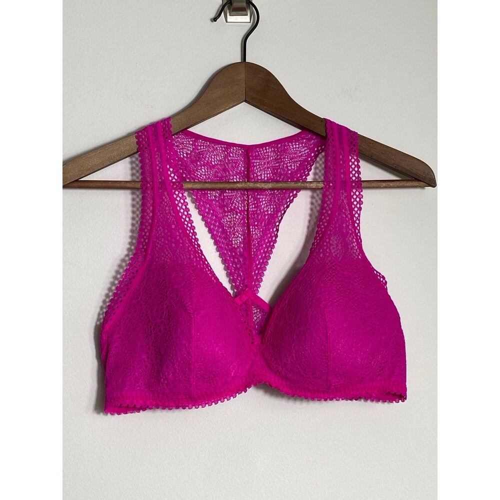 Victoria’s Secret Lace Racerback Bralette | Size Large | Hot Pink